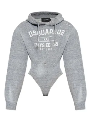 DSQUARED2 distressed-detail hooded bodysuit