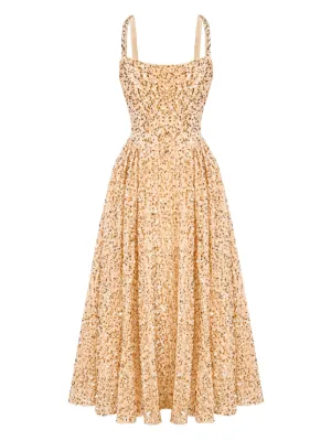 POST MERIDIEM sequin corset midi dress