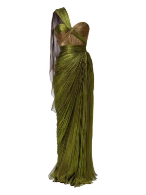 Iris Serban draped one-shoulder dress