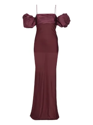 ROTATE BIRGER CHRISTENSEN chiffon puff-sleeve dress burgundy