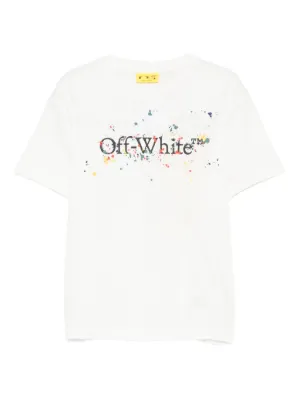 Off-White Kids paint-splatter logo-print T-shirt