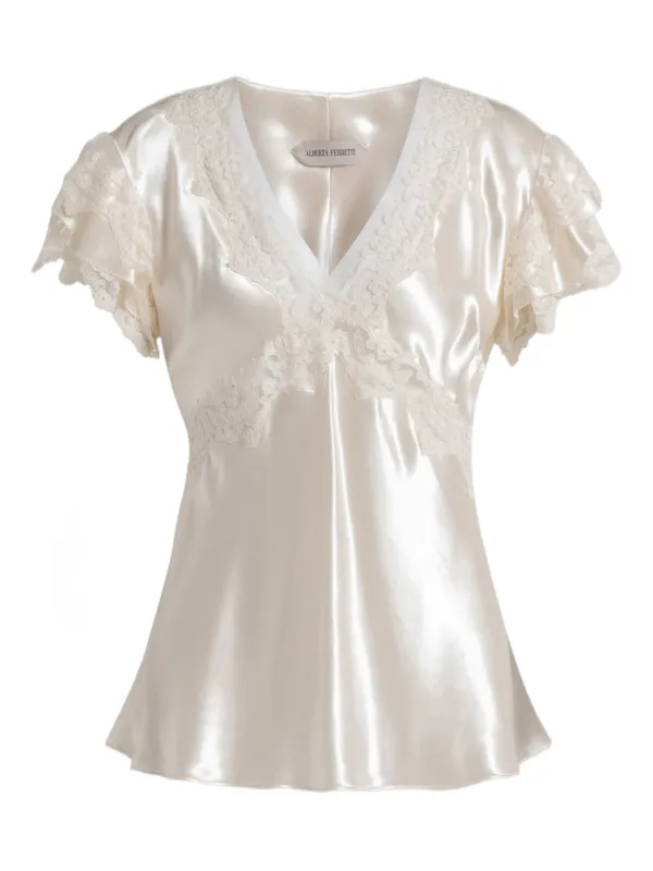Alberta Ferretti lace ruffled top