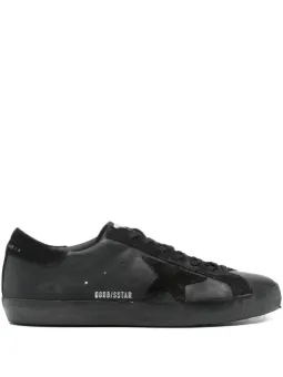 Golden Goose Super-Star trainers in black nappa with suede details and black foxing