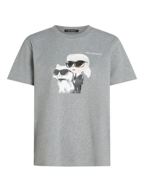 Karl Lagerfeld Ikon Karl & Choupette aquarelle graphic T-shirt