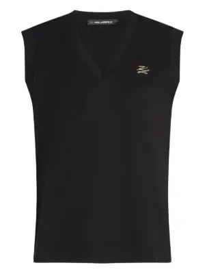 Karl Lagerfeld V-neck logo tank top