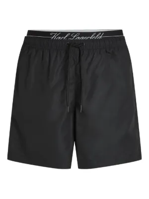 Karl Lagerfeld double-waistband swim shorts