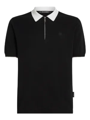 Karl Lagerfeld contrast-collar half-zip polo shirt