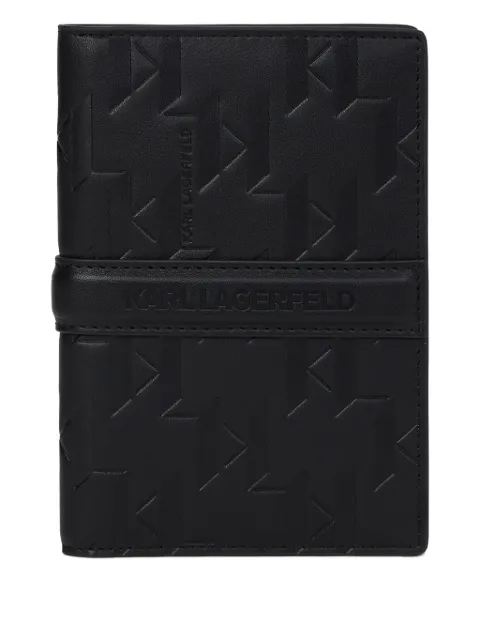 Karl Lagerfeld K/Traveller logo-embossed passport wallet