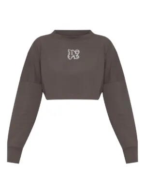 Palm Angels logo-print cropped sweatshirt