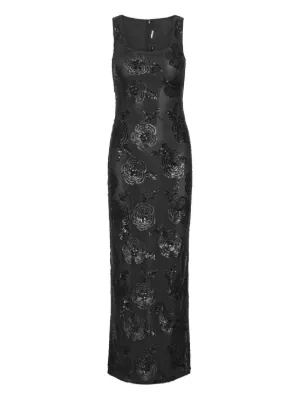 ROTATE BIRGER CHRISTENSEN sequins fitted maxi dress black