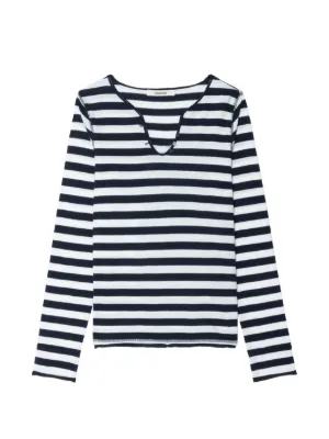 Zadig&Voltaire Henley striped long-sleeve T-shirt