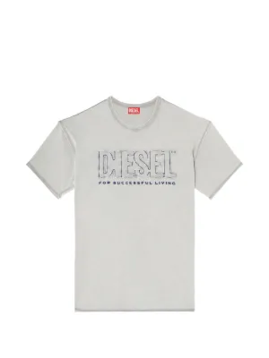 Diesel T-shirt with appliqu&eacute; logo and raw edge