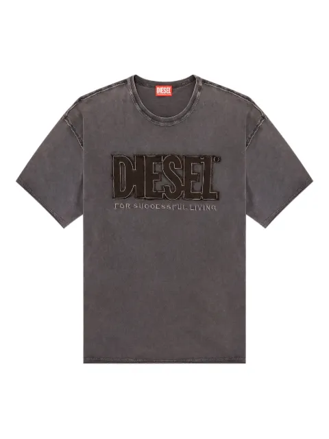 Diesel T-shirt with appliqu&eacute; logo and raw edge