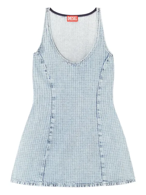 Diesel short dress in houndstooth denim with crystals