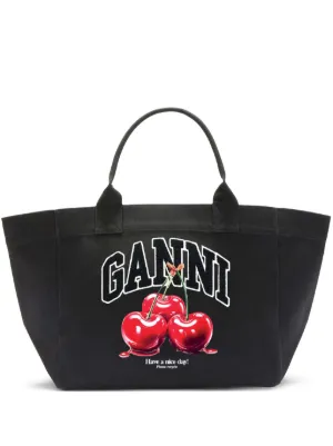 GANNI black XXL cherry tote