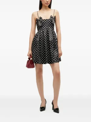 GANNI polka-dot bow mini dress