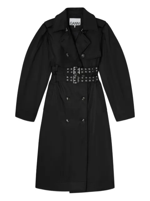 GANNI belted double-breasted coat