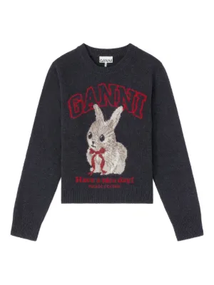GANNI graphic wool sweater