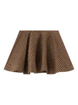 GANNI crinkled check mini circle skirt