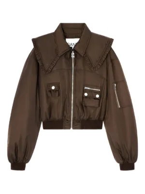 GANNI ruffled-detail bomber jacket