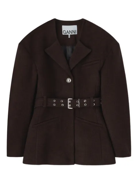 GANNI belted single-breasted jacket