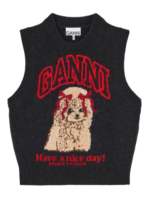 GANNI graphic knitted vest