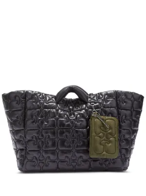 GANNI XXL logo-quilted tote bag