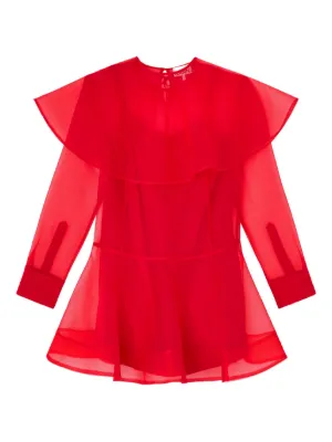GANNI Red organza circle collar dress