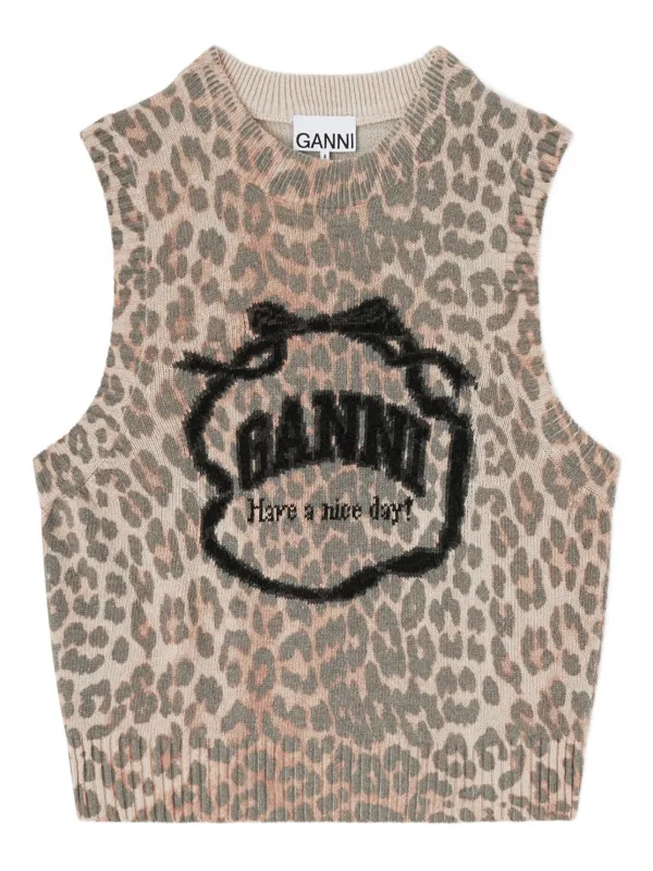 GANNI graphic wool vest