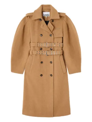 GANNI belted double-breasted trench coat