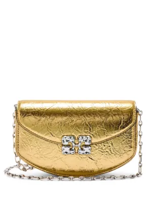GANNI Lulu wallet on chain in metallic