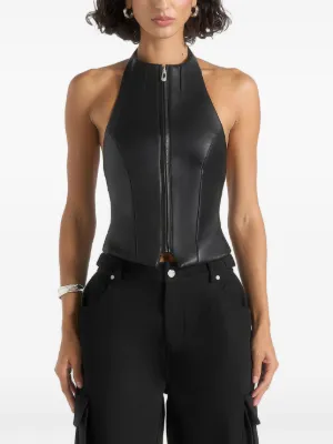 Manière De Voir Claudette leather halterneck backless top