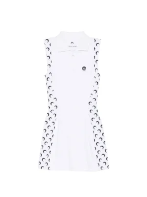 Marine Serre athleisure polo mini dress with moon inserts