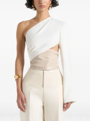 Manière De Voir Coralie one sleeve leather wrap top