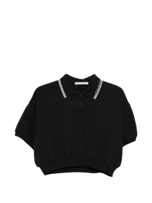 Alexander Wang cropped cinched cotton polo shirt