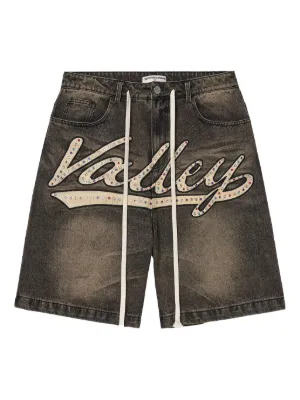 Vale Skittles embroidered denim shorts