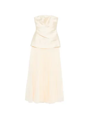 Solace London Claudette strapless pleated-skirt dress