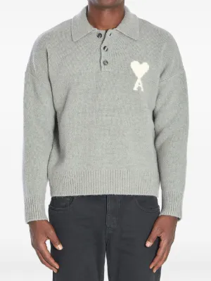 AMI Paris Ami de Coeur intarsia polo-shirt