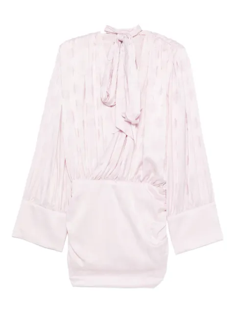 ROTATE BIRGER CHRISTENSEN LS bow ruched mini dress