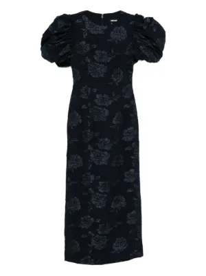 ROTATE BIRGER CHRISTENSEN jacquard puff midi dress
