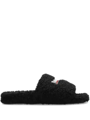 Balenciaga logo-embroidered slides