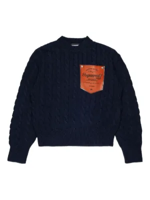 DSQUARED2 KIDS cable-knit patch sweater