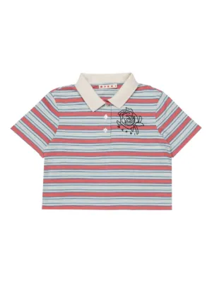 Marni Kids striped rose-motif polo shirt