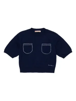 Marni Kids pocket-detail embroidered-ligo knitted T-shirt