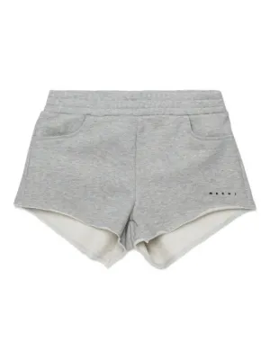 Marni Kids logo raw-hem shorts