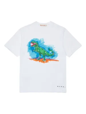 Marni Kids dinosaur-print logo T-shirt