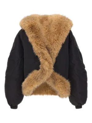 ROTATE BIRGER CHRISTENSEN faux fur collar bomber jacket