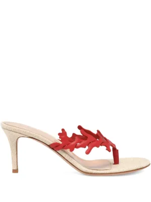 Gianvito Rossi 70mm Ocean Thong coral-appliqu&eacute; heeled sandals