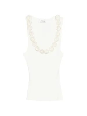 SANDRO ribbed knit top with beaded roses