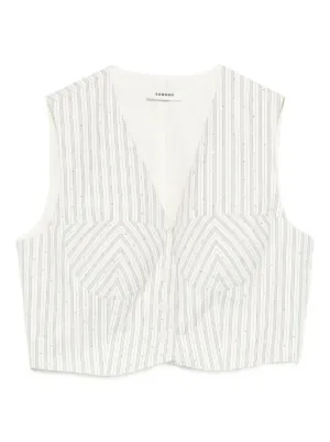 SANDRO striped rhinestone-embellished crop top